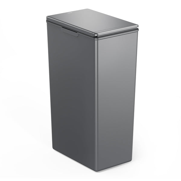 EKO Morandi Kitchen Bin, Plastic Touch Top Recycling Bin For Kitchen & Home, Large Push Top Bin, Dark Grey, 40 Litre