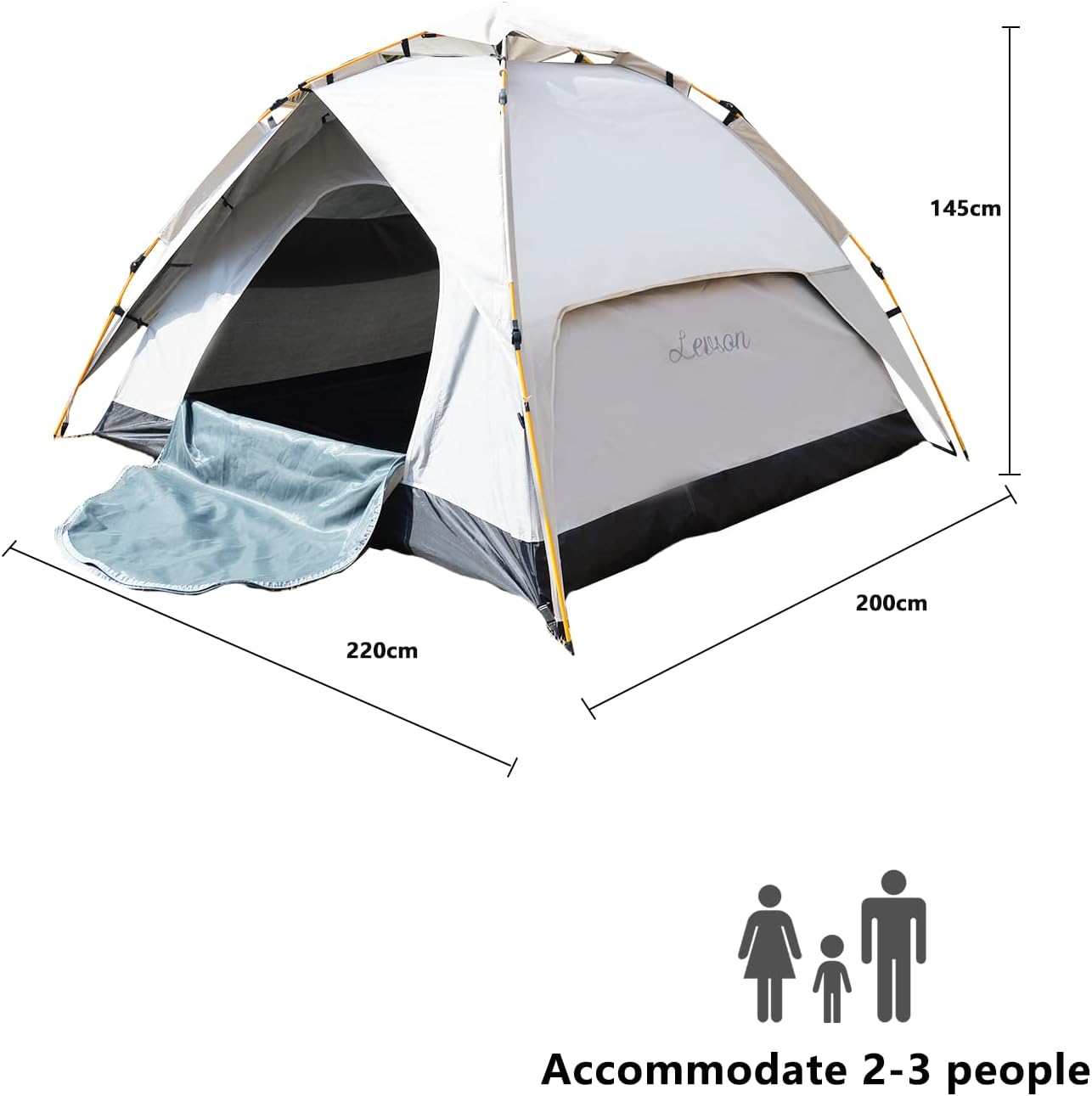 LEVSON Pop Up Tent 3 Man Waterproof Camping Tent with Screened Porch, 3 Person Dome Tent, 4 Season Outdoor Camping Tents Easy Setup for Backpacking & Hiking