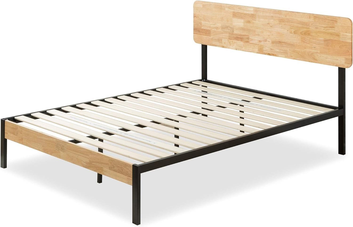 Zinus Olivia Single Bed frame - Bed 90x190 cm - 36 cm Height - Metal and Wood Platform Bed frame - Natural Brown and Black