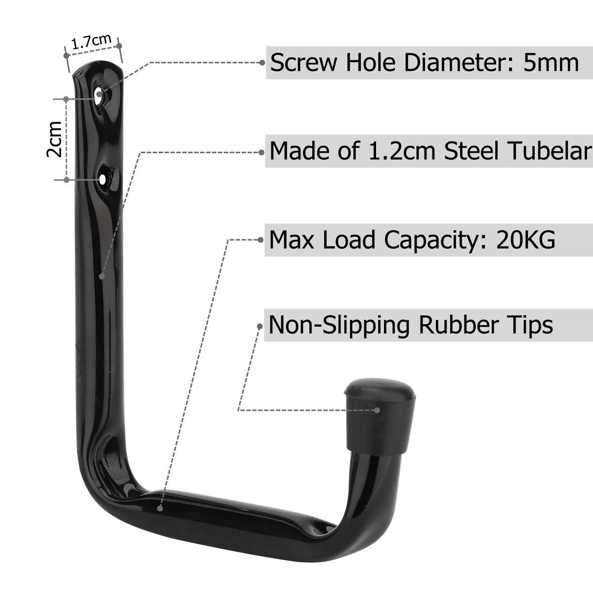 pipabiba 17cm Garage Storage Ladder Hooks, 6 Pack Heavy Duty Wall Mount Utility Hanger Organizer to Folded Chairs, Bicycles, Power Tools, Garden Hoses (19cm x 17cm)