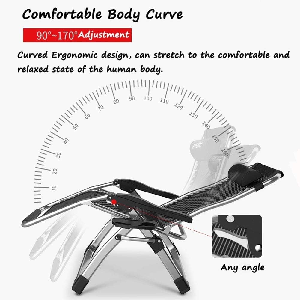 DQCHAIR Outdoor Reclining Zero Gravity Chair with Cup Holder, Extra Wide Adjustable Lounger Chair for Patio Garden Beach Pool, With Cushions Support 200kg (Black1)