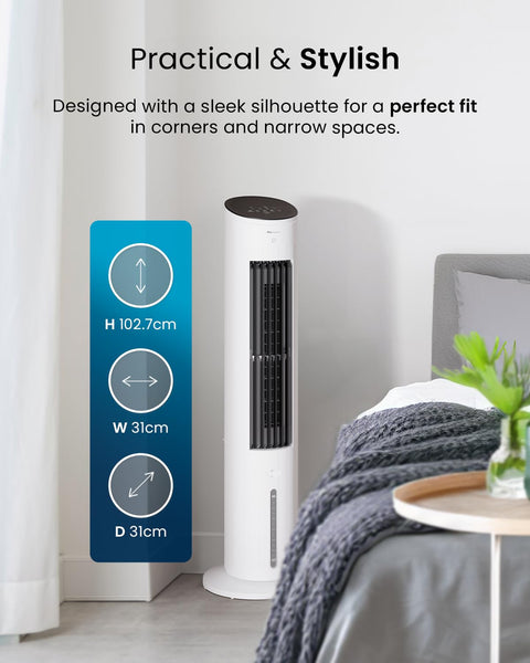 Pro Breeze 4-in-1 Air Cooler with 10 Litre Capacity, Remote Control, 3 Fan Speeds & LED Display. Powerful Evaporative Air Cooler with Built-in 7.5 Hour Timer & Automatic Oscillation for Home & Office