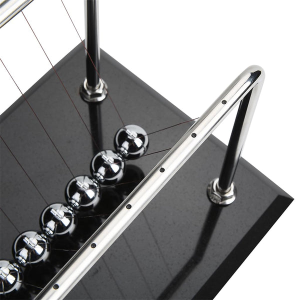 CERROPI Newton Cradle Balance Balls, 7 Ball Newton Swing, Decorative Physics Gadget for Desk, Marble Base, 11 inch, 50+ Sec Swingtime