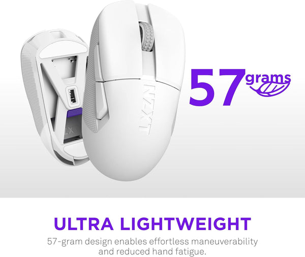 NZXT Lift Elite Wireless Gaming Mouse - Ultra-Lightweight 57 g - 4K/8K Polling Rates, Optical Switches, 26K DPI Optical Sensor - Long Battery Life - Rubber Side Grips - 5 Programmable Buttons - Black