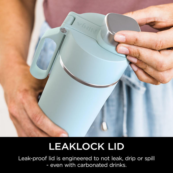 Ninja Thirsti Water Bottle and Flask 709 ML With Leak-Proof Lid, Designed For Carbonated, Hot & Cold Drinks, Ideal For Travel & Sports, Triple Insulated, Stainless Steel Bottle, Black, DW2401EUUKBK