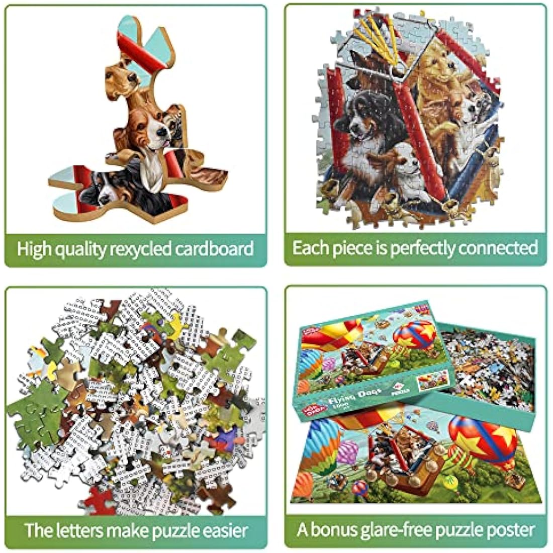 HUADADA Jigsaw Puzzles for Adults 1000 Piece Jigsaw Puzzles for Adult,JigsawPuzzle 1000 Pieces for Adults Challenging Puzzle Games（Flying Dogs）
