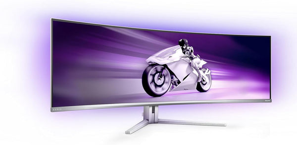 PHILIPS Evnia 49M2C8900L - 49 Inch DQHD OLED Curved Gaming Monitor, 144 Hertz, 0.03ms GtG, HDR400, Ambiglow, FreeSync Prem. Pro (5120x1440, HDMI 2.1, DisplayPort 1.4, USB-C, USB Hub) White