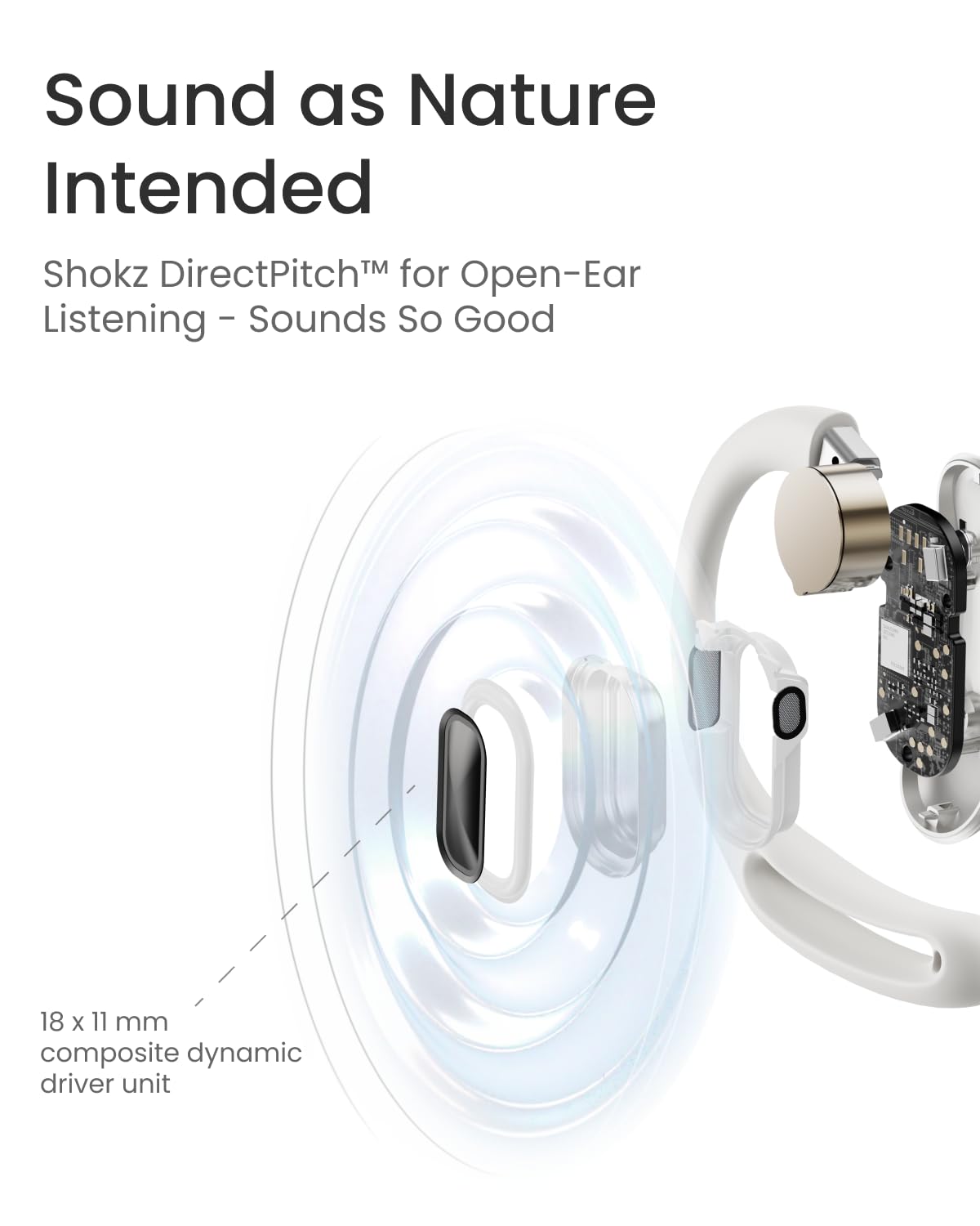 SHOKZ OpenFit Air Open-Ear Headphones, True Wireless Bluetooth Earphones with Mic, Fast Charging, 28h Playtime, IP54 Waterproof for Workout - Black