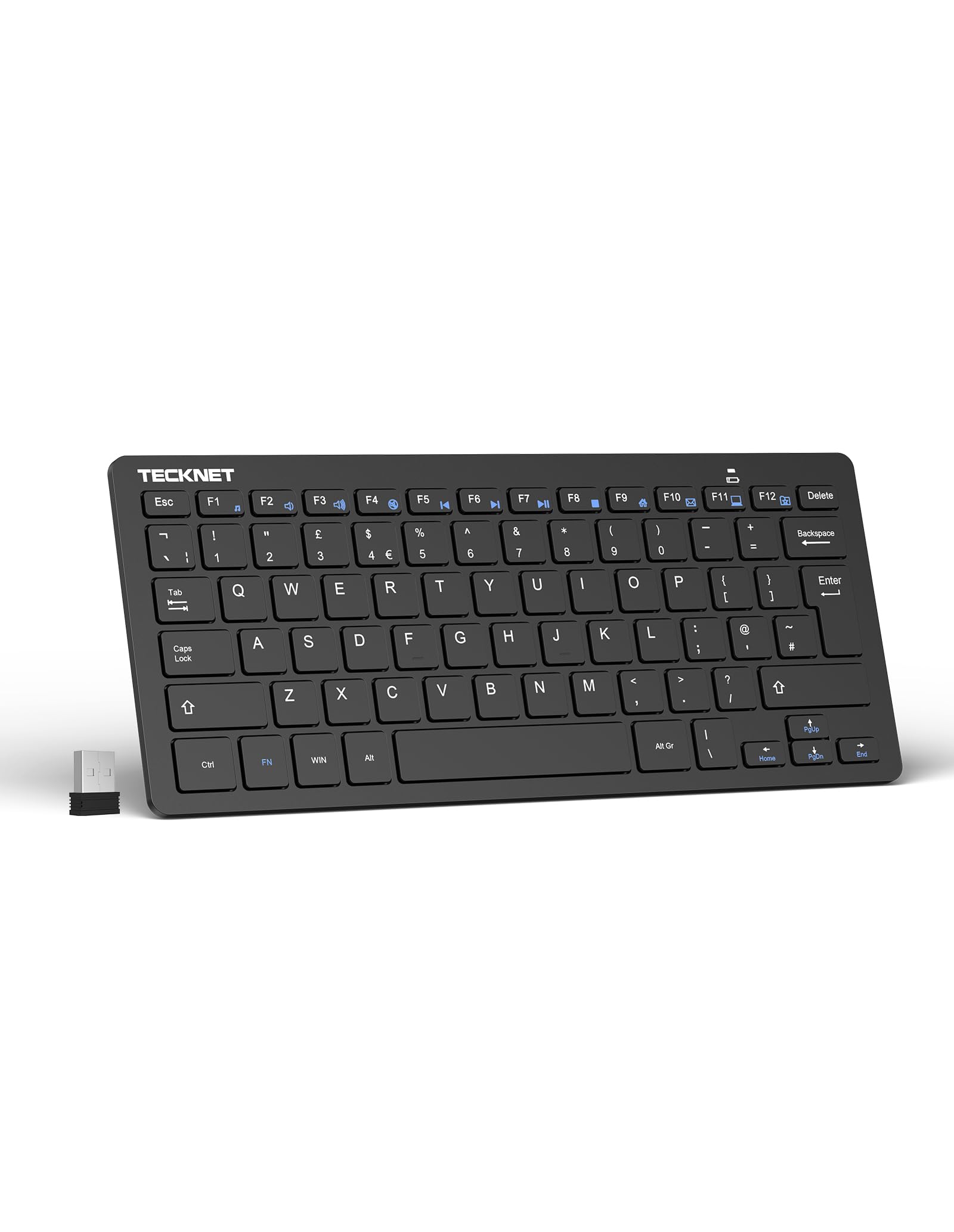 TECKNET 2.4G Wireless Keyboard For Windows/Chrome OS, UK Layout Compact Mini Keyboard, Small Silent Whisper-Quiet Keyboards with 12 months Battery Life (Pink)