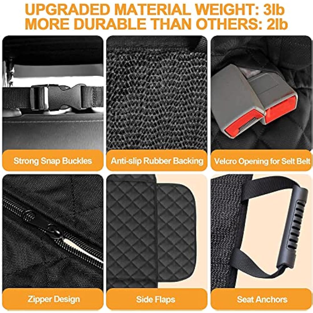 GARELF Dog Car Seat Cover, Scratch Proof & Nonslip Back CarSeat Cover for Dogs, CarSeat Cover with 1 Elastic Dog Seat Belt, Waterproof Universal Pet Car Seat Protector Fits Cars, Trucks, SUVs