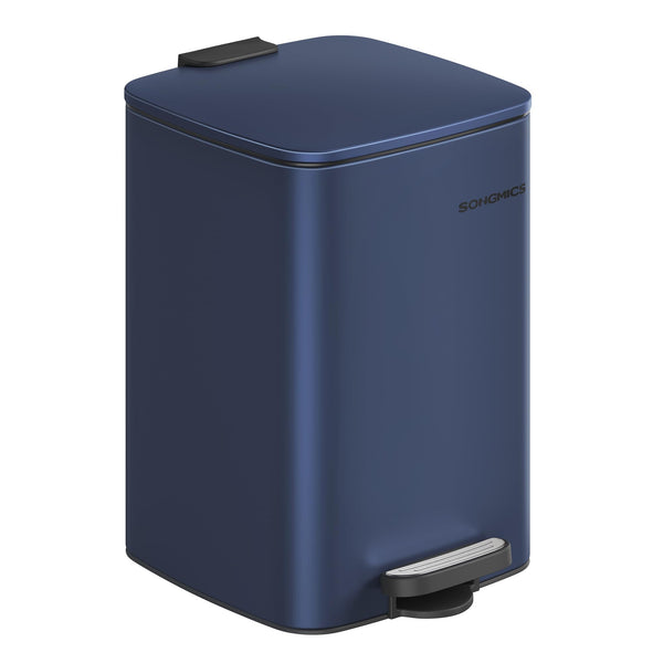 SONGMICS Kitchen Bin, 8-Gallon (30 L) Trash Bin, Steel Pedal Bin, with Inner Bucket, Soft Close and Stays Open, Ink Black LTB593B02