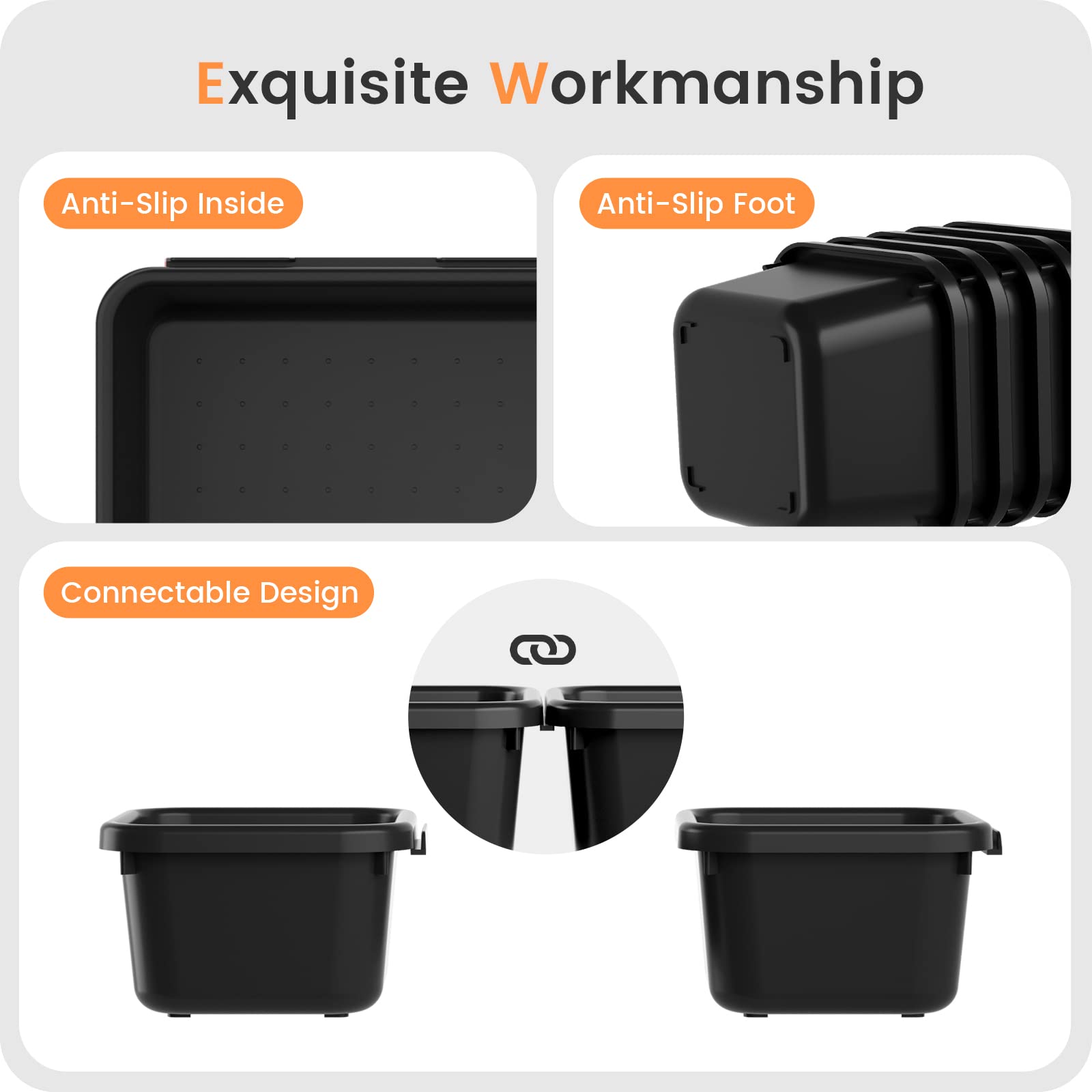 A-LUGEI【𝟲𝟵𝗣𝗰𝘀】【𝟱 𝗦𝗶𝘇𝗲】 Tool Box Organiser Tray Divider Set, 【Black】 Desk Drawer Organiser, Garage Organisation and Storage Toolbox Accessories Rolling Tool Chest Cart Cabinet Workbench