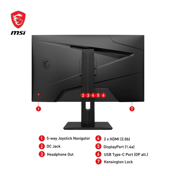 MSI G274F 27 Inch FHD Gaming Monitor - 1920 x 1080 Rapid IPS Panel, 180 Hz / 1ms, 134% sRGB Colour Gamut / G-SYNC Compatible- DP 1.2a, HDMI2.0 CEC