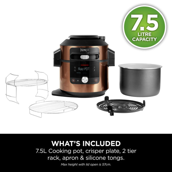 Ninja Foodi MAX 14-in-1 SmartLid Multi Cooker, 7.5L Electric Pressure Cooker & Air Fryer, Combi-Steam, Slow Cook, Bake, Grill, Copper/Black Amazon Exclusive OL650UKCP