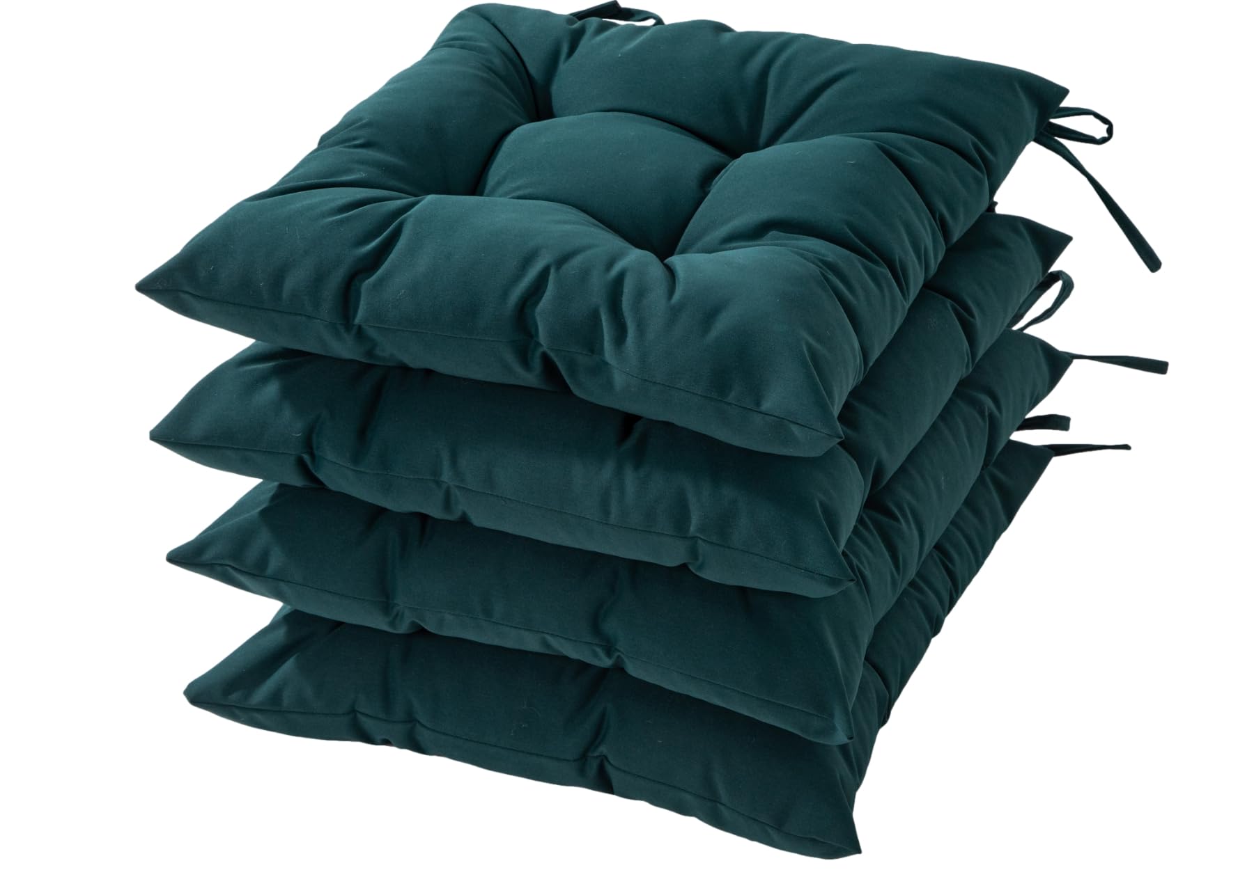 HAMO Garden Chair Cushions Outdoors Seat Pads, Set of 4, 40x40 cm, 16x16 inches (Dark Green)