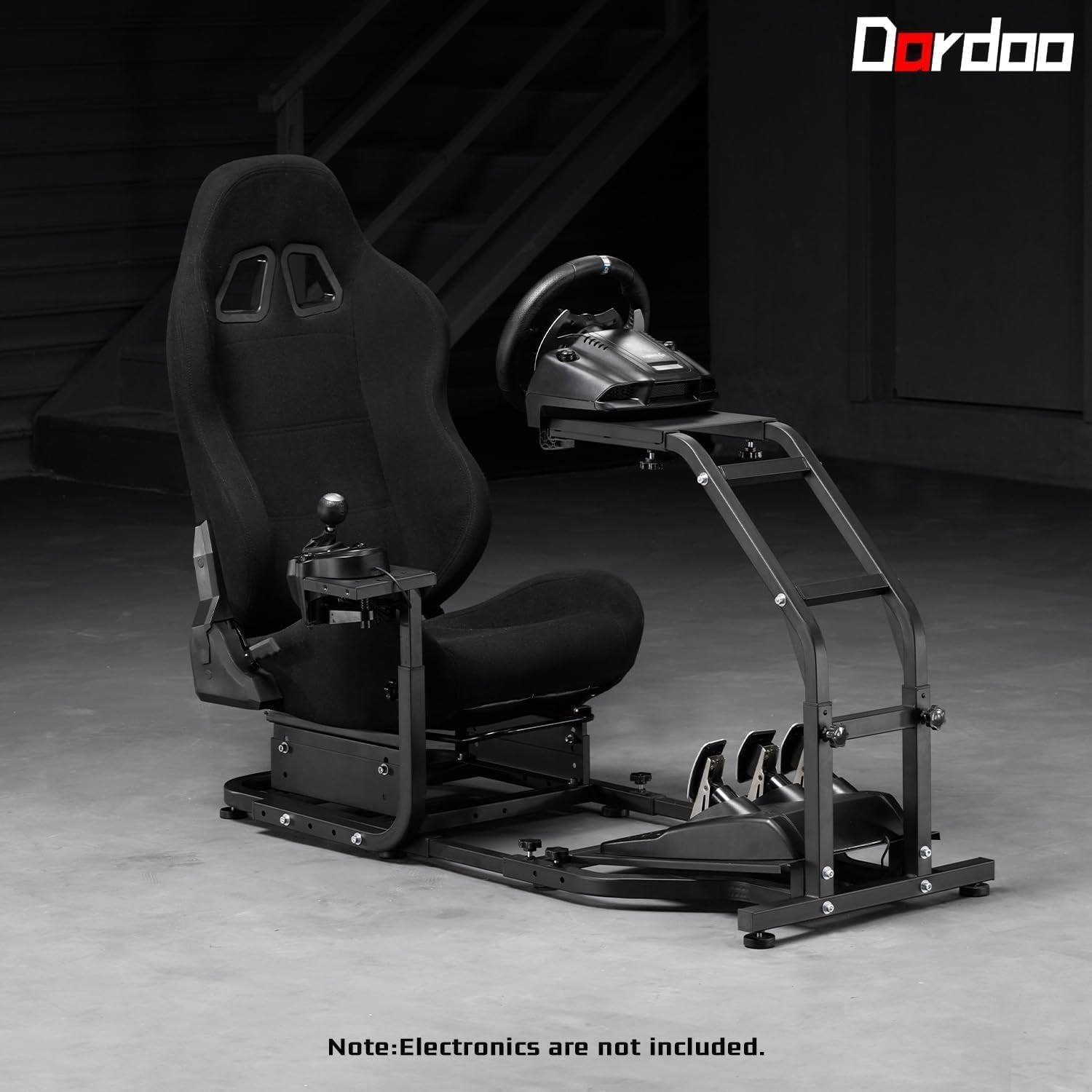 Dardoo Racing Simulator Cockpit with Adjustable Racing Seat Fits for Logitech G29 G920 G923, Thrustmaster T150 T300RS GT Racing Steering Wheel Stand, Not Included Wheel Shifter and Pedals