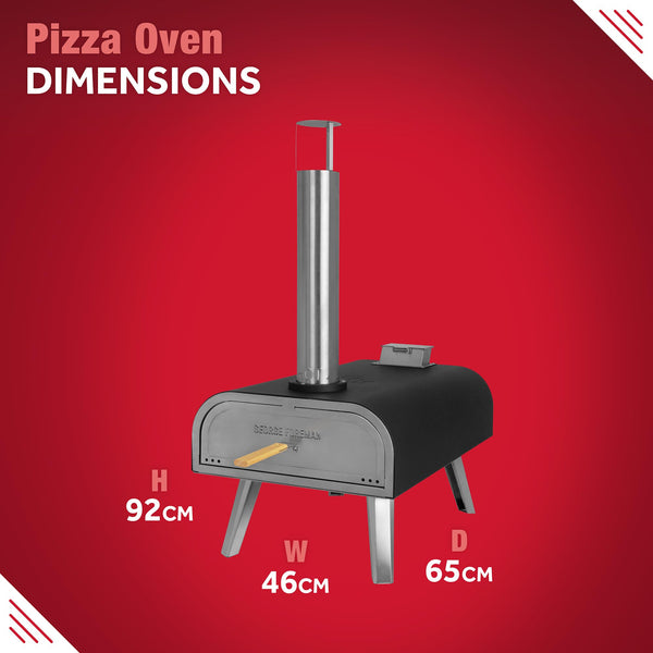George Foreman Outdoor 12 Inch Wood Pellet Portable Wood Fired Pizza Oven Stainless Steel with Paddle and Carry Bag, BBQ Oven & Smoker, Foldable Legs GFWPPO1SSPC