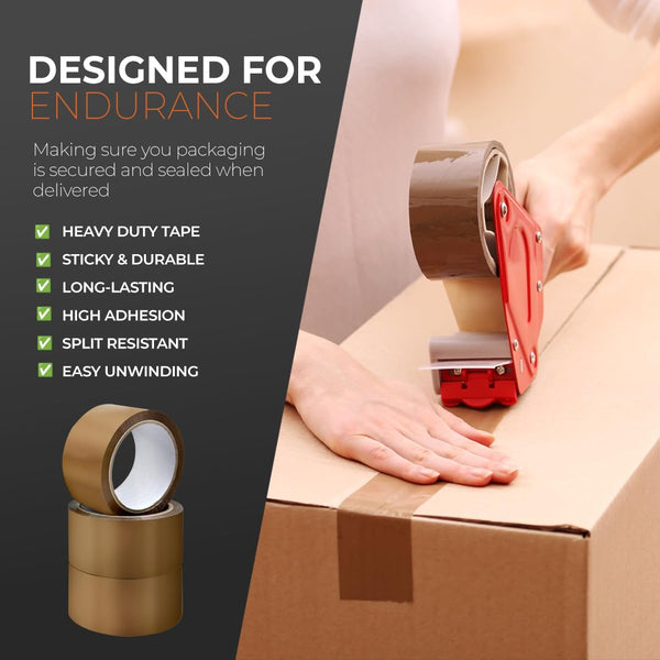 K-MART Packaging Tape, Industrial Duty Brown Parcel Tape 6 Rolls With Low Noise - 48mm X 66m, Secure Sticky Brown Tape For Box Packaging, Moving Boxes, Packing Tape Strong For Moving House (6 rolls)