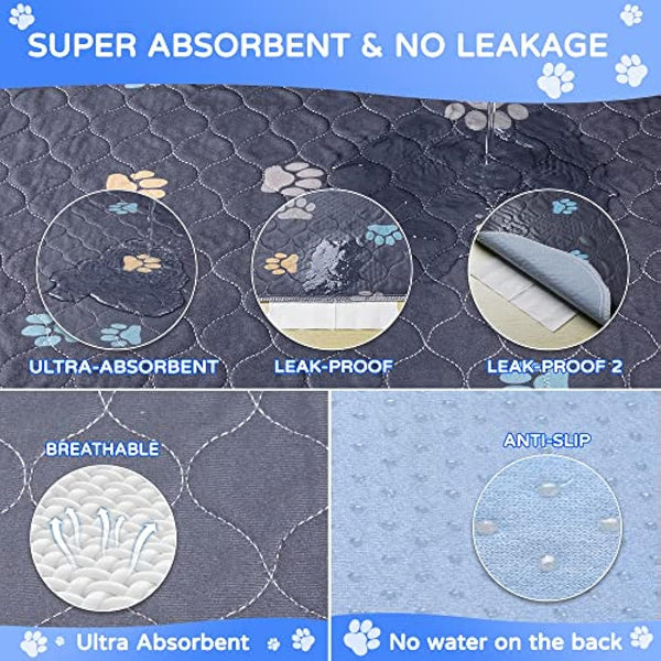 Aitmexcn Washable Puppy Dog Pee Pad, 2PCS 100% Waterproof Whelping Training Mat for Puppy/Senior Dog, Fast Drying Reusable Puppy Pads for Indoor, Outdoor and Car Travel- 32'' x 36''