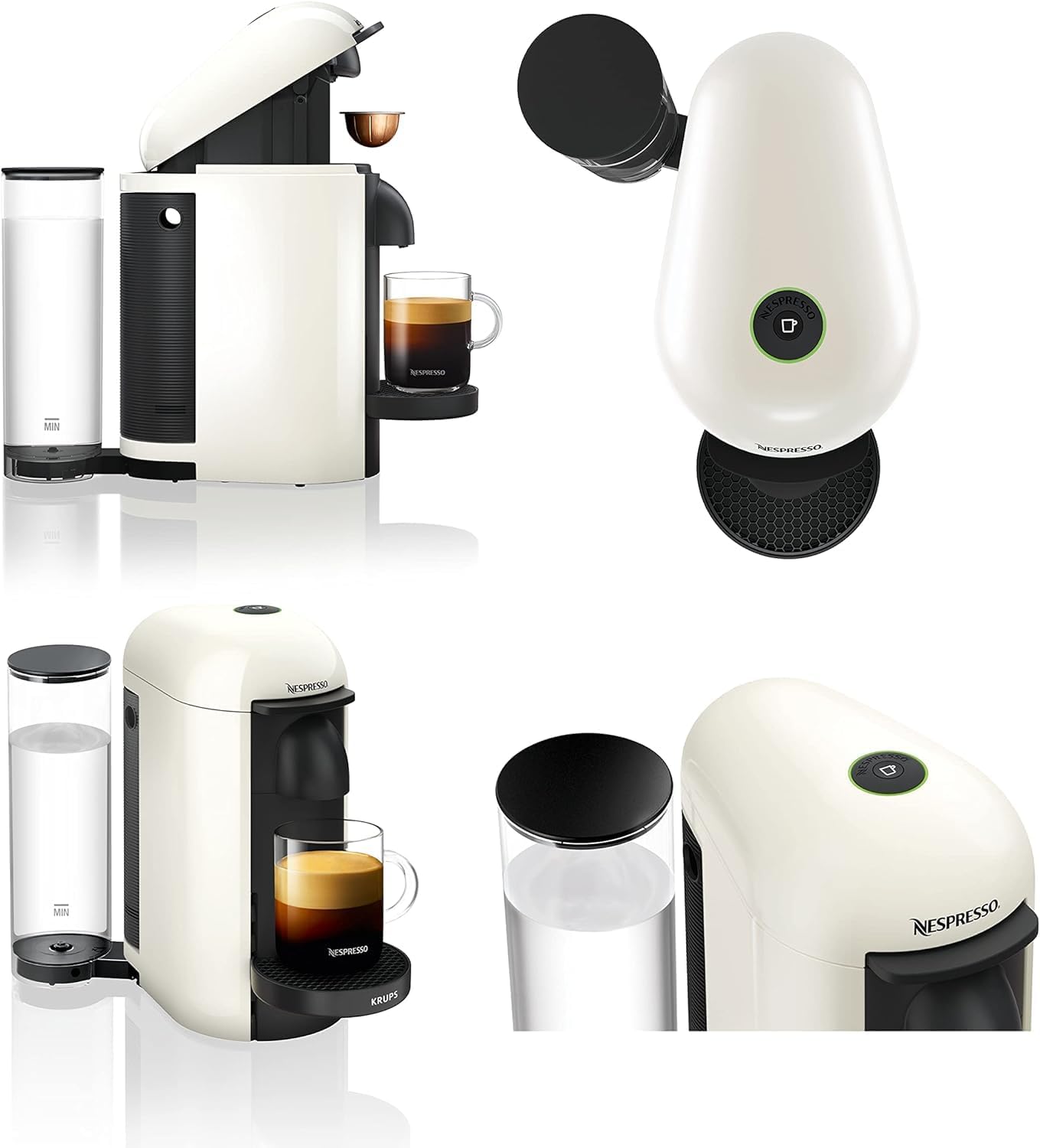 Nespresso Vertuo Plus Automatic Pod coffee machine for Americano, Decaf, Espresso by Krups in White [Amazon Exclusive]