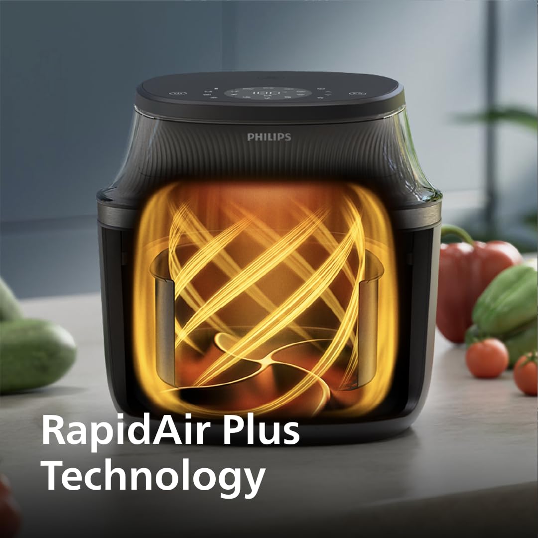 Philips Airfryer 3000 Series 7.2L, Cooking Window, 16-in-1 Airfryer, RapidAir Plus Technology, Fat Removal, HomeID Recipe App, Easy to Clean (NA342/09)