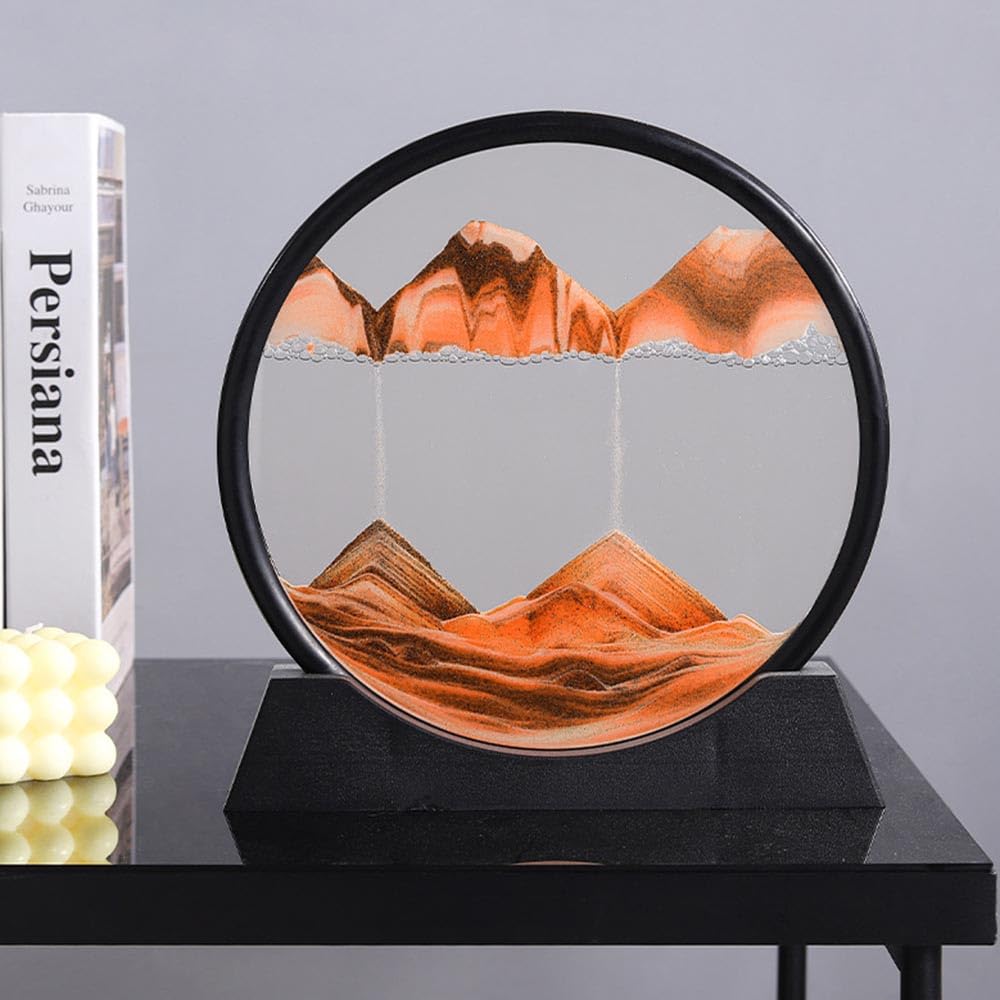 Arthink Moving Sand Art Picture,Liquid Motion 3D Sea Sandscape in Motion Display, Flowing Sand Frame Desktop Art Bookshelves Home Office Decoration(12 inch, Green)