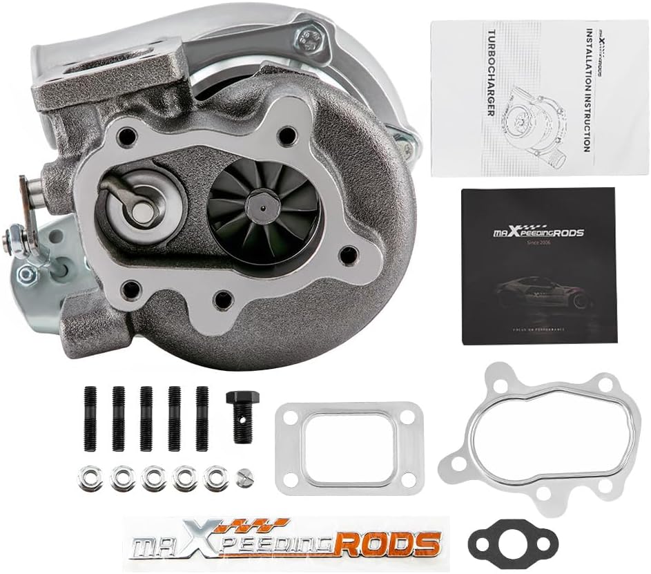 maXpeedingrods GT25 GT28 GT2871 Upgrade Turbo Charger 350BHP+ Boost 0.64 A/R, GT2860 SR20 CA18DET 5-Bolt Flange Universal Turbocharger for 1.5L-2.0L Engine Water + Oil Cooled Turbo W/Gaskets