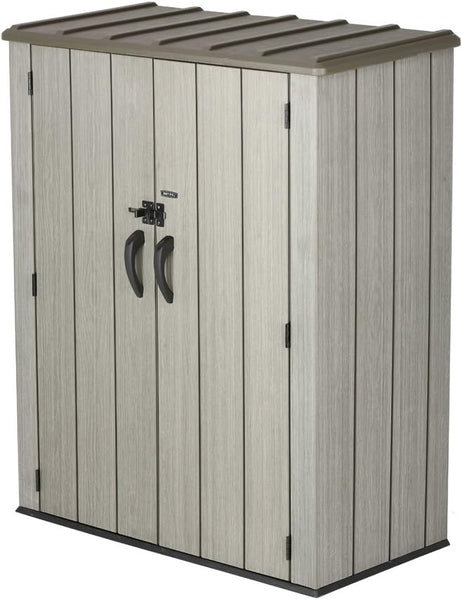 Lifetime 60209 Vertical Storage Shed (53 Cubic feet), Roof Brown, 74 x 142 x 174 cm