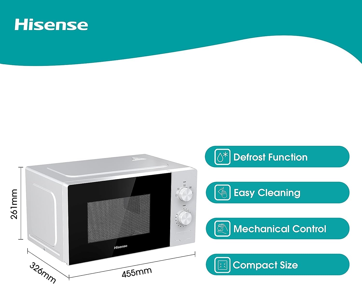 Hisense H23MOBSD1HUK 23 Litre 800W electronic Microwave with Auto Defrost, Digital Display, Smart Cook, Multi level cooking and Easy Clean- Black