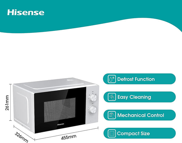 Hisense H23MOBSD1HUK 23 Litre 800W electronic Microwave with Auto Defrost, Digital Display, Smart Cook, Multi level cooking and Easy Clean- Black