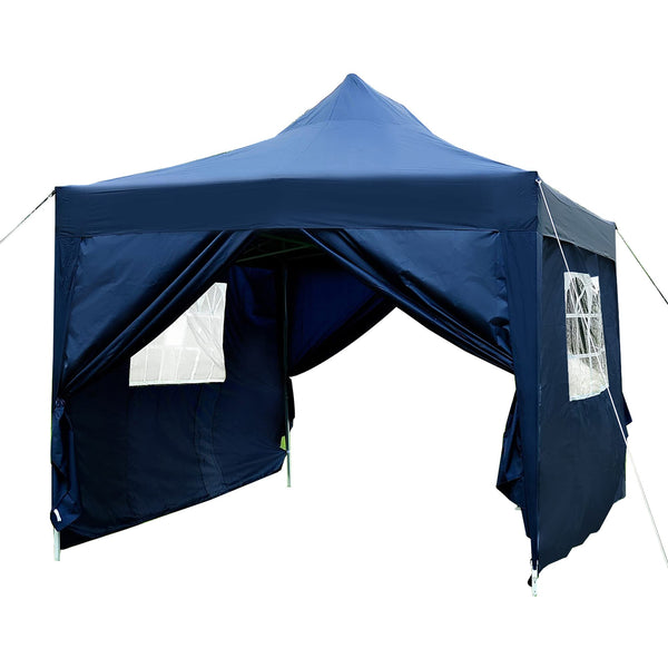 Outsunny 3 x 3(m) Pop Up Gazebo, Water and UV Resistant Party Tent Camping Canopy Marquee with Carry Bag, Blue