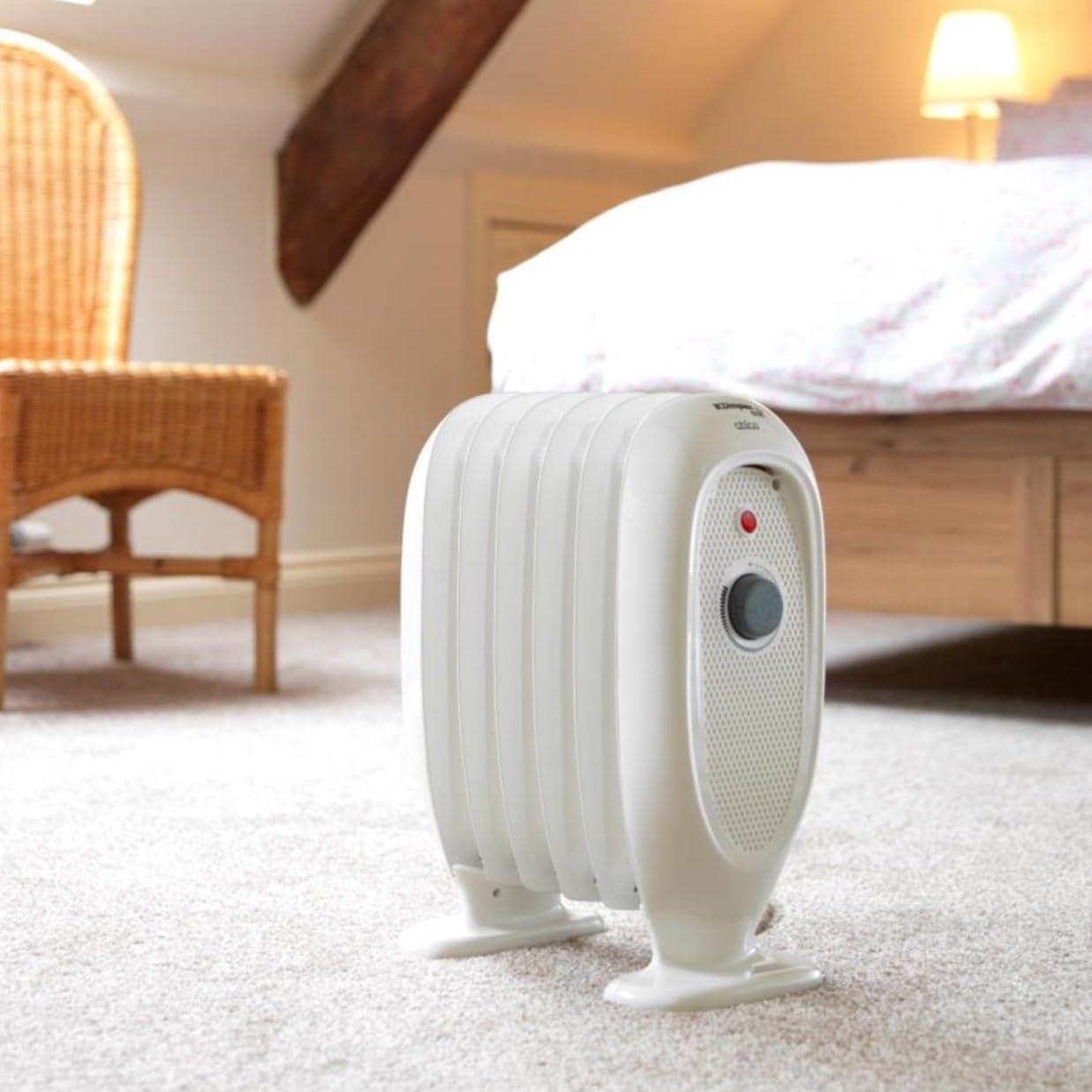 Dimplex OFRB7N Eco Chico Mini Radiator, Oil Free Column Heater, Freestanding 700w Electric Heating Unit, Quiet Plug In Lightweight Portable Compact Electric Home Heater with Thermostat – White