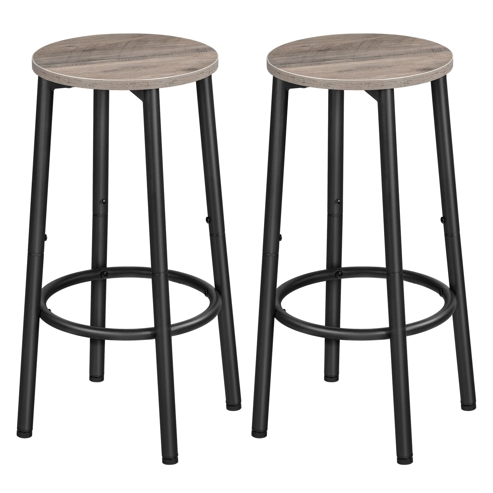 HOOBRO Round Bar Stools Set of 2, Breakfast Bar Chairs with Footrest for Kitchen, Pub Stools, Sturdy Metal Frame, for Dining Room, Kitchen, Party,