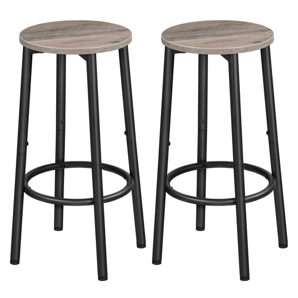 HOOBRO Round Bar Stools Set of 2, Breakfast Bar Chairs with Footrest for Kitchen, Pub Stools, Sturdy Metal Frame, for Dining Room, Kitchen, Party,