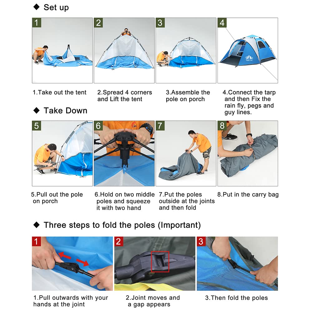 Night Cat Pop Up Tent for 3 4 Man: Waterproof Camping Tent Easy Set Up for Family Festival Camping Picnic in Garden Backyard Park