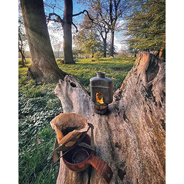 iBasingo Titanium Military Canteen Cups Set Camping Cookware Mess Kit 1100ml Large Capacity Feldflasche German Water Bottle Mug Lightweight Outdoor Backpacking Cookset with Pouch