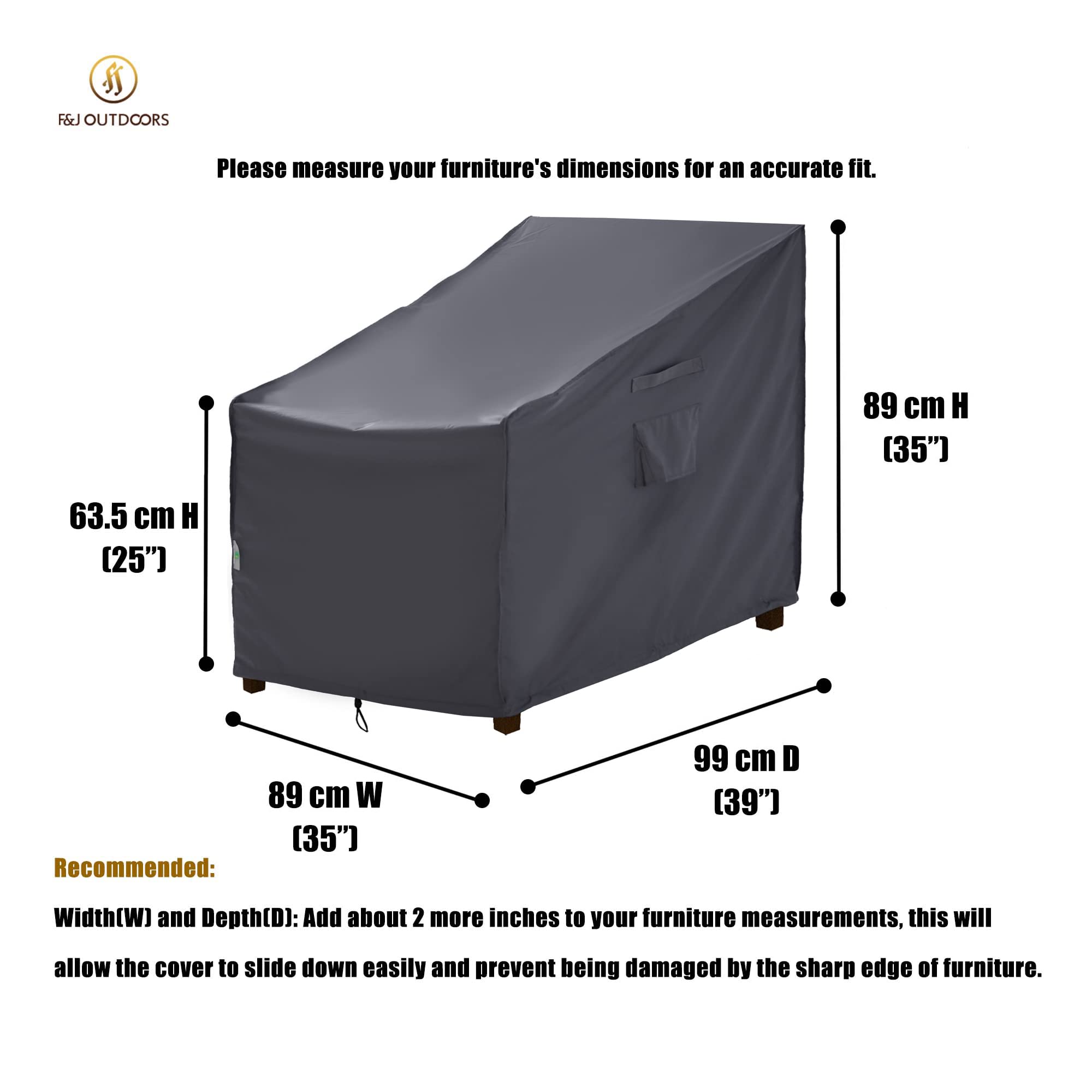 F&J Outdoors Garden Chair Covers, 2Pack 89x99x89cm Deep Seat Lounge Chair Rocking Chair Adirondack Chair Cover Waterproof UV Resistant Outdoor