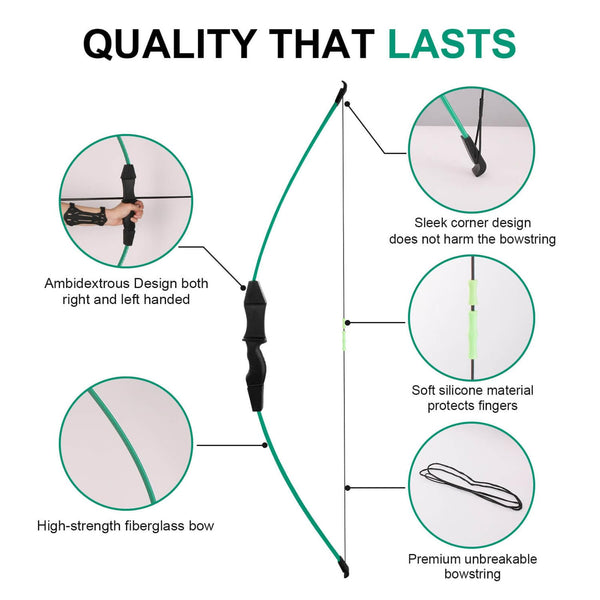 Dostyle Recurve Bow and Arrows Set Teenagers Archery Beginner Gift for Outdoor Archery Training (Green)