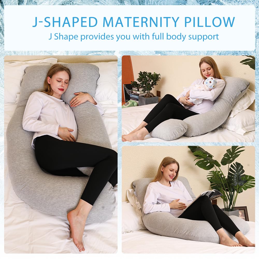 Chilling Home Pregnancy Pillows for Sleeping,U Shaped Maternity Pillow Pillow,55 inch Full Body Pillow Long Pillows for Sleeping, Maternity&Body Pillows for adults with Cover Velvet,Light Black