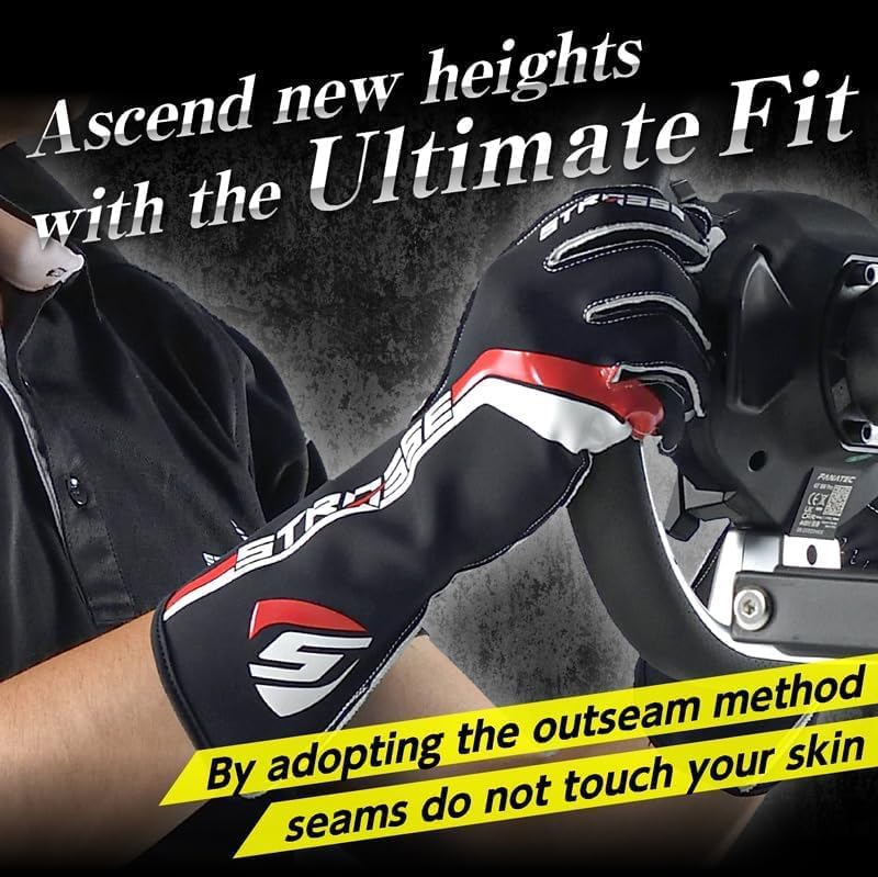 ＳＴＲＡＳＳＥ STRASSE Racing Gloves Outstitch Outseam Gaming Gloves Hankon Race Sim Gran Turismo (Black, XXL)