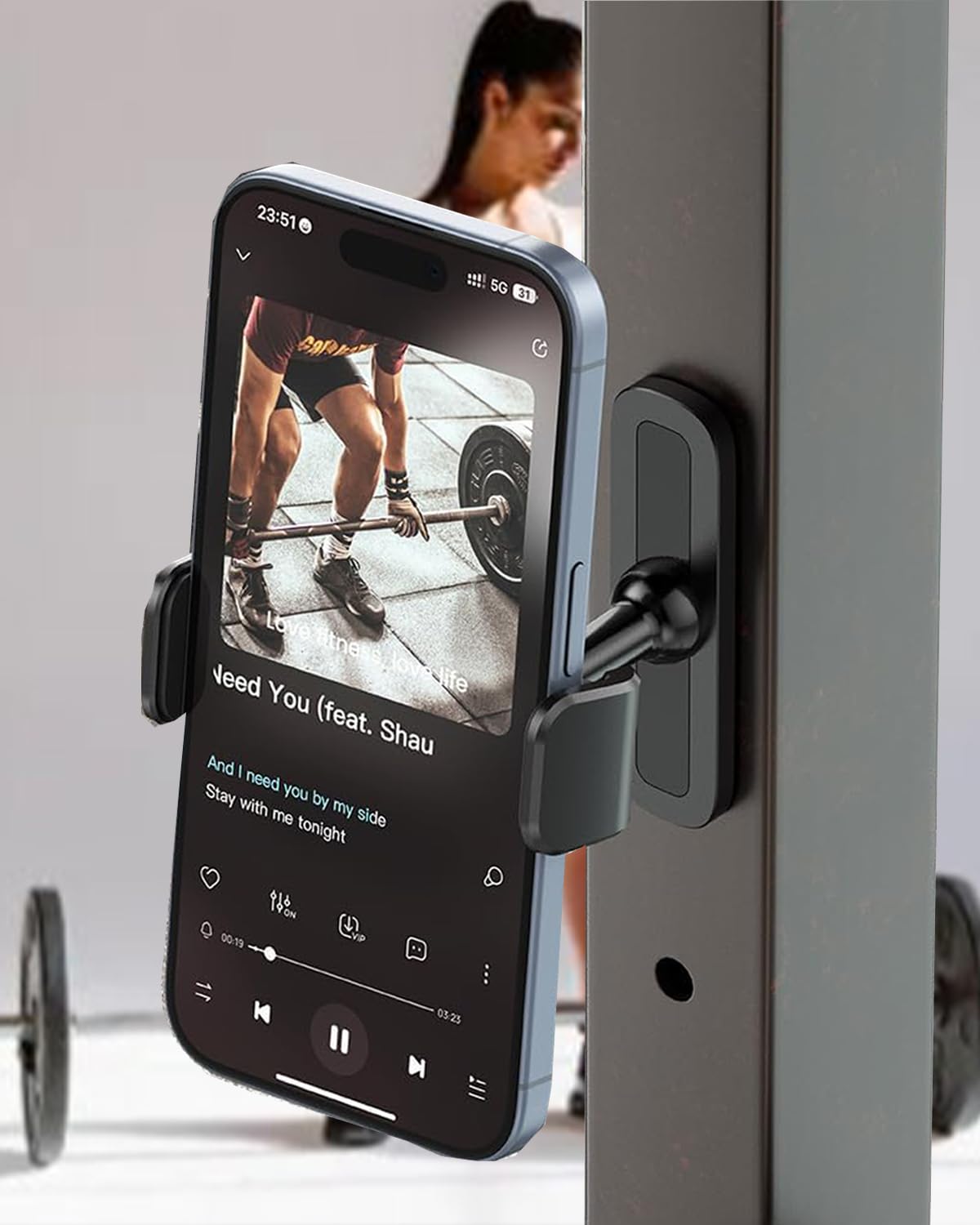 APPS2Car Magnetic Mount for GYM, 360 Adjustable Magnetic Phone golf Mount, Magnet Phone Holder Compatible with 4.7-6.5" Smartphones, Alloy Base and Joint, Black Cradle