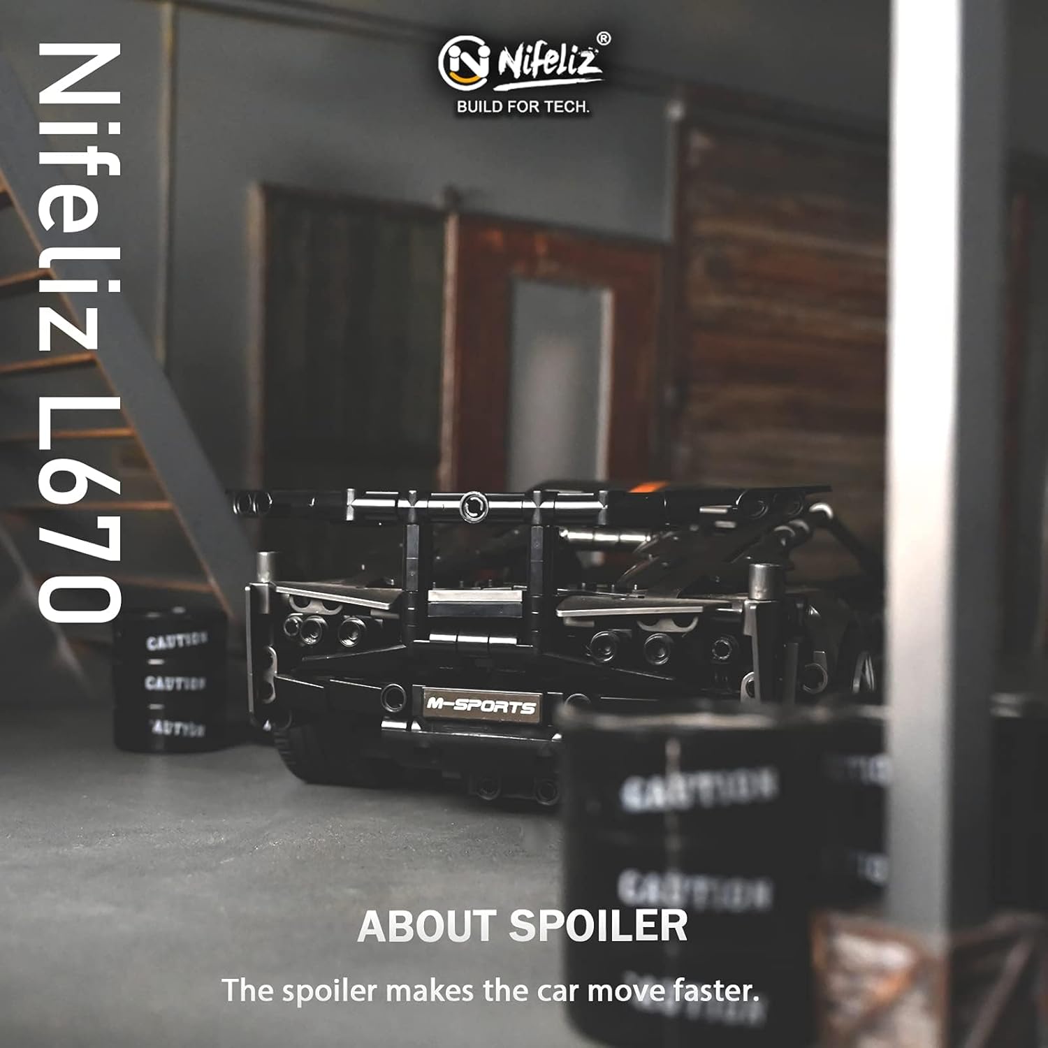 L670 Sports Car MOC Building Blocks, Adult Collectible Model Set, 1:14 Scale Construction Toy (1337 Pcs)