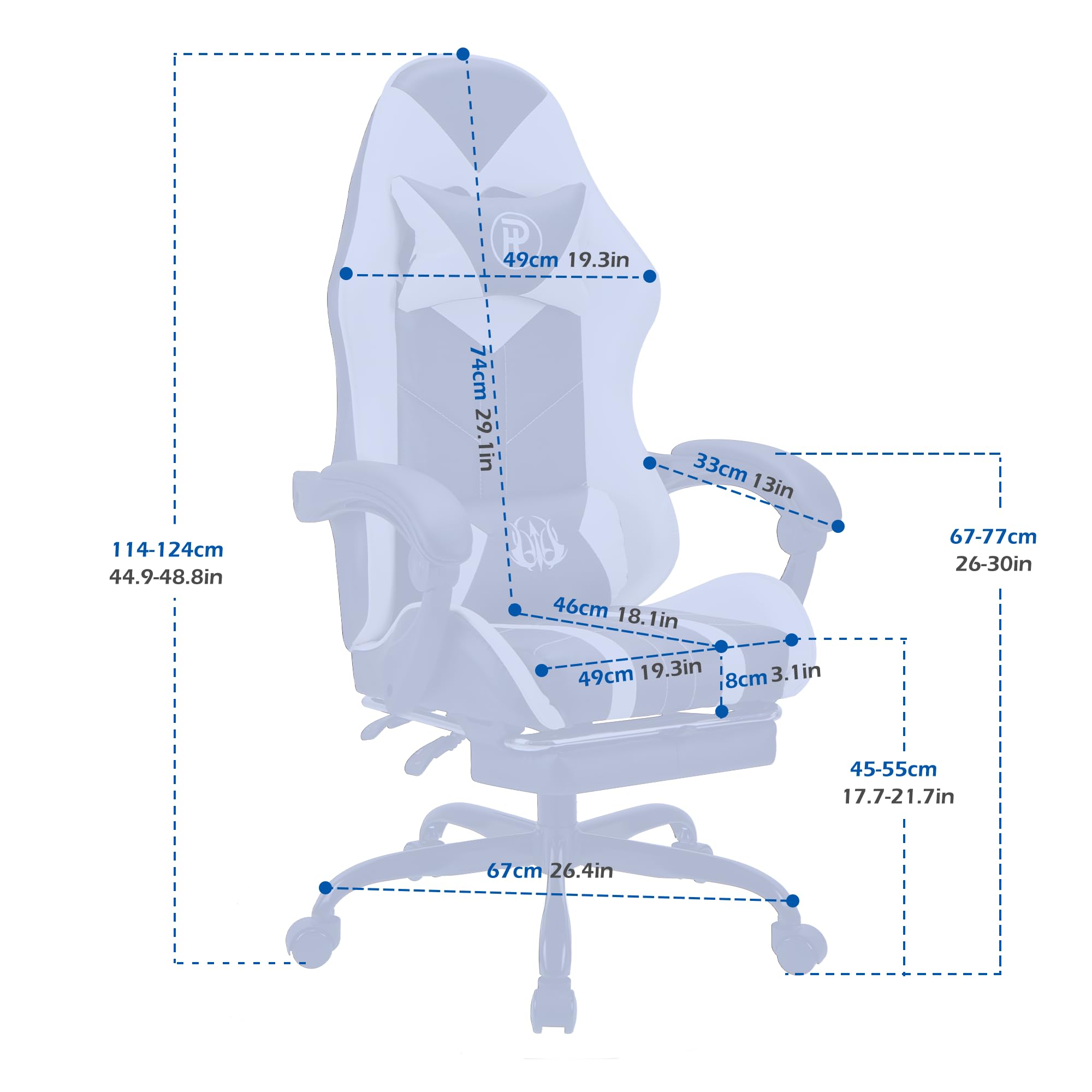 Play haha.Ergonomic reclining seat with footrest adjustable headrest and lumbar cushion high back support padded armrests PU leather finish for gaming home or office use