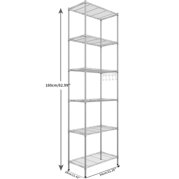 6-Tier Wire Shelving Unit, Free Standing Shelf, Storage Shelves, Heavy Duty Metal Organizer Rack for Garage, Kitchen, Living Room, Bathroom, 21.26L x