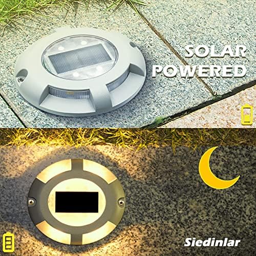Siedinlar Solar Deck Lights Outdoor Waterproof Ground Light Solar Lights Outdoor Garden for Pathway Driveway Step Dock 4 Pack (Warm White)