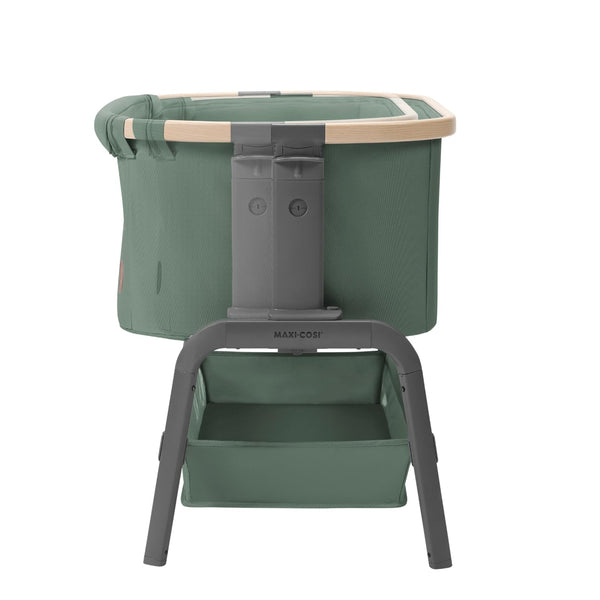 Maxi-Cosi Iora Co-Sleeper Crib, Foldable Baby Bedside Crib, 0–6 Months, max 9 kg, 4 Incline & 5 Height Positions, Easy Slide, Comfortable Mattress, Large Basket, Easy to Carry, Essential Grey