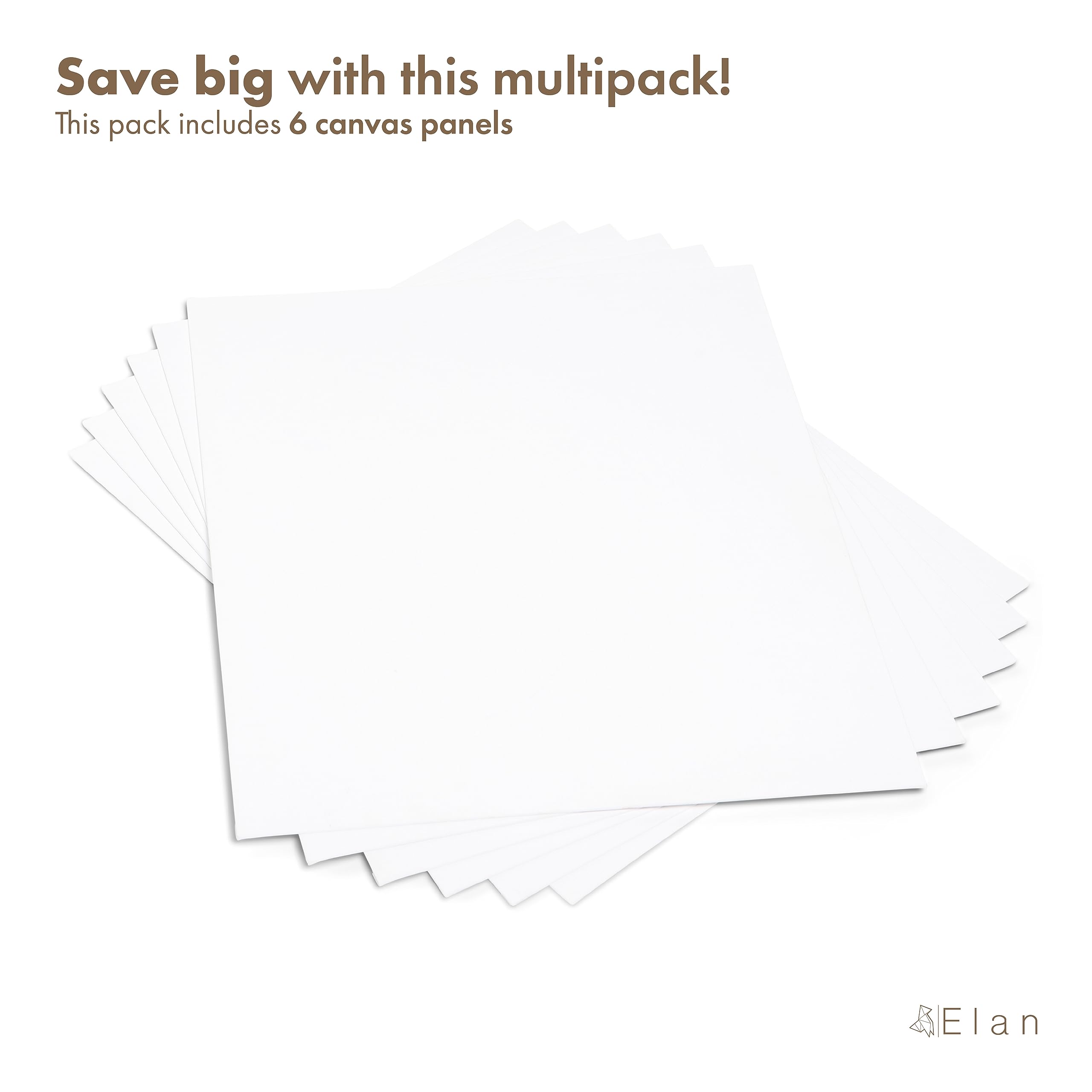 Elan Cotton Canvas Panels 50x60 CM, 6-Pack Canvas Boards for Painting, Painting Canvas, Canvases for Painting, Art Board Bulk Art Canvas Board Blank