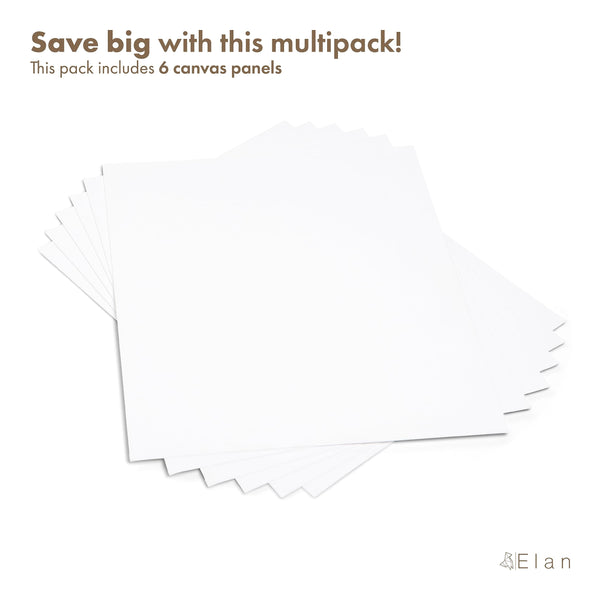 Elan Cotton Canvas Panels 50x60 CM, 6-Pack Canvas Boards for Painting, Painting Canvas, Canvases for Painting, Art Board Bulk Art Canvas Board Blank