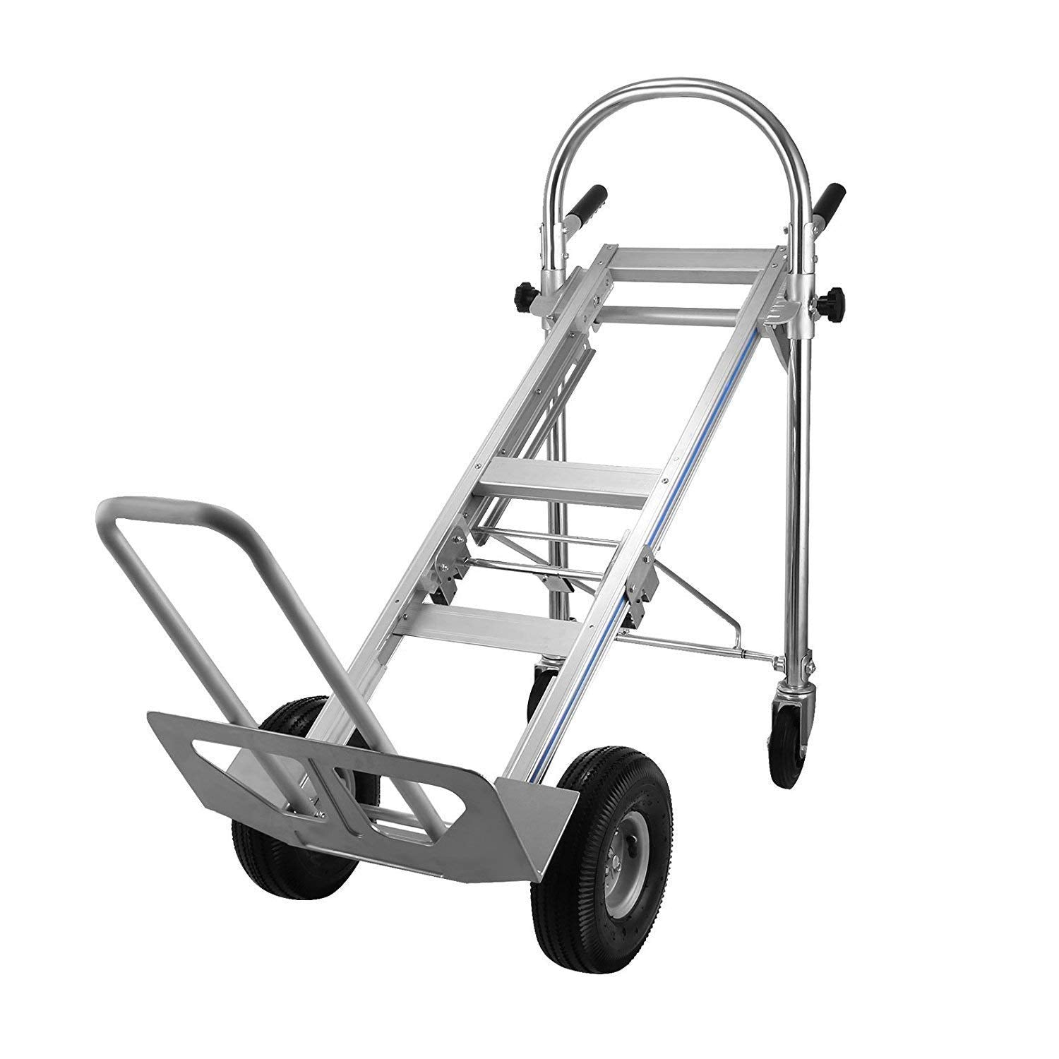 3 in 1 Aluminum Hand Truck 770Lbs/350Kg Capacity Folding Aluminum Alloy Cart Dolly Utility Cart Trolley Heavy Duty with 2 or 4 Flat Free Wheels (3 in 1)
