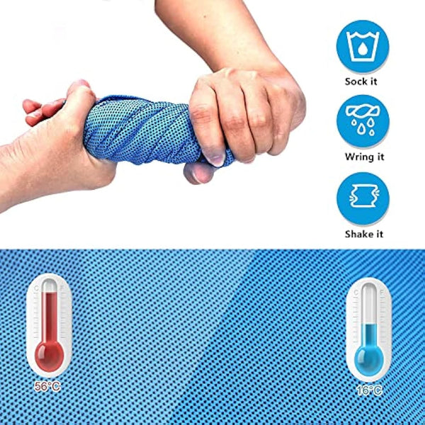 4 Packs Cooling Towel (40"x12") - Soft Breathable Microfiber Ice Towel for Yoga, Golf, Sport, Gym, Workout, Camping, Fitness, Outdoor Activities - Rose Red, Green, Lake Blue, Dark Gray